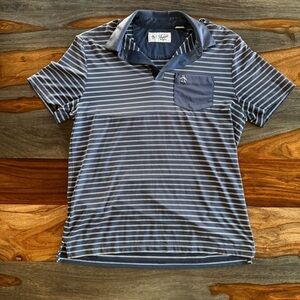 Original Penguin Men's Navy and White Striped Polo